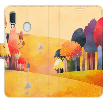 Pouzdro na mobilní telefon Flip pouzdro iSaprio - Samsung Galaxy A20e - Autumn Forest - kapsičky na karty (Knížkový flip kryt, obal, pouzdro iSaprio na mobil Samsung Galaxy A20e - Autumn Forest - 360° ochrana telefonu, přihrádka na karty a hotovost, funkce stojánku, pevná TPU)