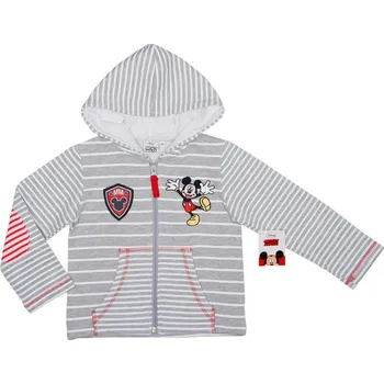 Chlapecká mikina Šedá pruhovaná mikina Mickey Mouse s kapucí Velikost: 128