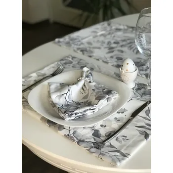 Papírový ubrousek Látkový ubrousek VĚTVIČKA ŠEDÁ 35x35 CM