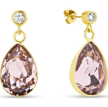 Náušnice Stříbrné pozlacené náušnice s krystaly Swarovski Elements růžová kapka Barocco KCDG432010VR Vintage Rose