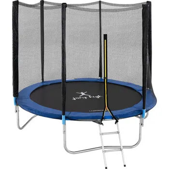 Trampolína Uniprodo Zahradní trampolína 240 cm modrá + ochranná síť + schůdky