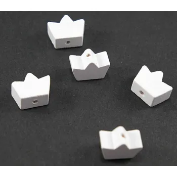 Dětské navlékací korálky Dřevěný korálek na dudlík - korunka - bílá - rozměr 1,5 cm x 1,1 cm