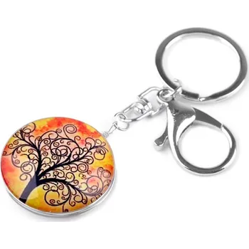 Přívěsek na kabelku/klíče Strom - černý na oranžovožlutém podkladu