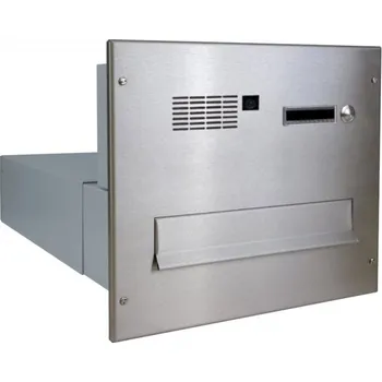 Poštovní schránka 1x poštovní schránka B-042 k zazdění do sloupku + čelní deska s 1x zvonkem a kamerou TESLA - NEREZ / šedá