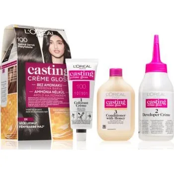 Barva na vlasy L'Oréal Paris Casting Crème Gloss 48 ml, 100 temně černá