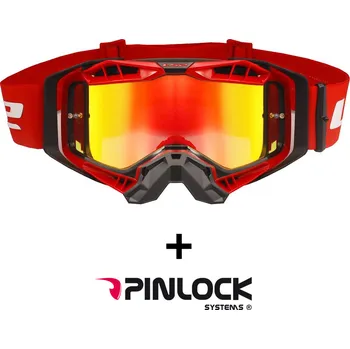 Motodoplněk LS2 Helmets LS2 AURA PRO GOGGLE BLACK RED WITH IRIDIUM VISOR
