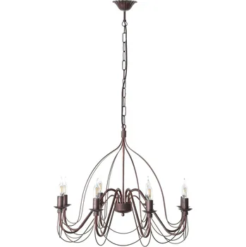 Light for home - Závěsný lustr na řetězu 18388 "ALISON", 8x40W, E14, hnědá, zlatá, patina