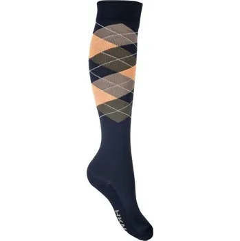 HKM Podkolenky jezdecké Check Classico HKM, dark blue/orange 30-34