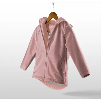 Panel se střihem 146 softshell bunda bílé puntíky na starorůžové