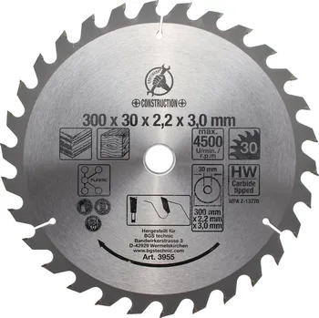 Pilový kotouč BGS Pilový kotouč ze slinutého karbidu, O 300 x 30 x 3.2 mm, 30 zubů