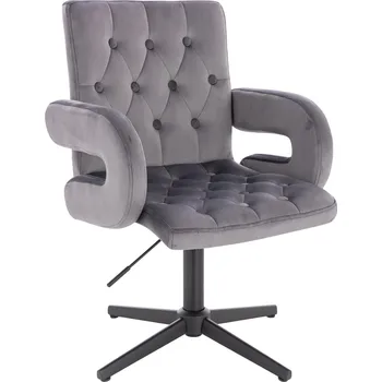 Otočné křeslo Velen velur na černém kříži - šedé
