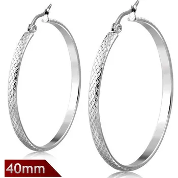 Náušnice 40mm - Kruhové náušnice s kosočtvercovým motivem