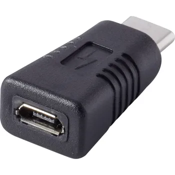 Elektrická zásuvka adaptér USB 2.0 Renkforce [1x USB-C® zástrčka - 1x micro USB 2.0 zásuvka B], černá
