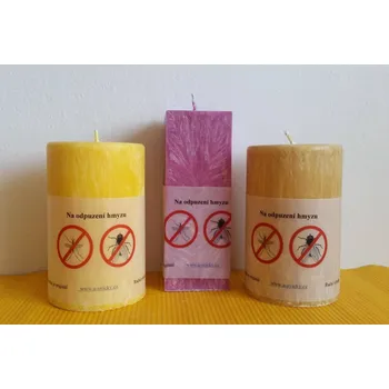 Svíčka Svíčka na odpuzování hmyzu, Barva olivová, Vůně máta peprná, Druh e) Válec - průměr 8,3 cm, výška 13 cm