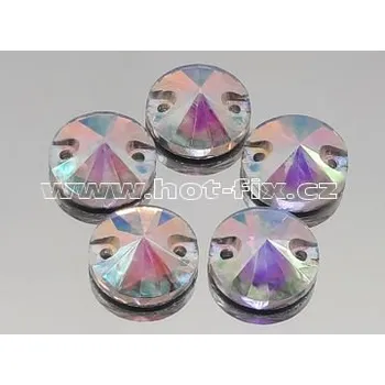 Materiál na výrobu šperku našívací kámen kulatý 8mm skleněný broušený barva 201 AB Crystal /duhový efekt, balení 1ks, 10ks /DOPRODEJ barva: barva 201 AB Crystal /stříbrná s duhovým efektem, velikost: kulatý našívací 8mm, prodejní balení: balení 1 kus
