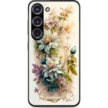 Pouzdro na mobilní telefon Lesklý kryt Mobiwear Glossy - Samsung Galaxy S23 - G014G Krémové květy (Prémiové lesklé pouzdro, obal, kryt Mobiwear Glossy na mobil Samsung Galaxy S23 - G014G Krémové květy, materiál Plast + TPU silikon - krytí po všech stranách, neošoupatelný potisk,)
