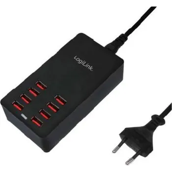 Mobilní telefon LogiLink PA0140 USB nabíjecí hub, auto-detect, 8x USB A, 44 W, černá