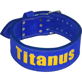 Opasek na cvičení TITANUS opasek Powerlifting dvojitá přezka (modrá) S