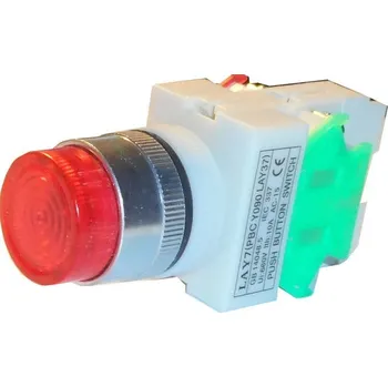 Tlačítko LAY7 OFF-(ON)/ON-(OFF) 1.pól. 250V/6A červené prosvětlené