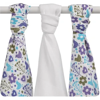 látková plena XKKO Bambusové pleny BMB 70x70 - Flowers&Birds Boys MIX 3ks