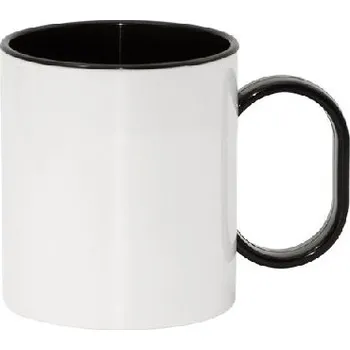 Hrnek plastový bílý s barevným vnitřkem Barva: černá, Motiv: BEZ POTISKU