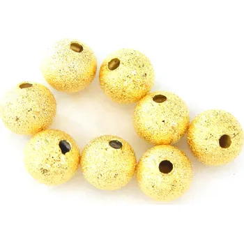 Korálky kovové, 1ks, 8mm, kulička, zlatá
