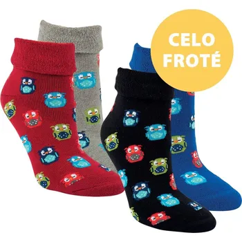 Dámské ponožky Dámské froté bavlněné ponožky se vzorkem RS - SOVIČKY 35-38 mix barev