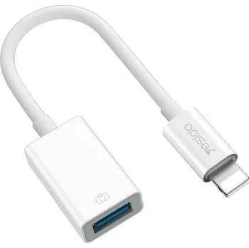 Video kabel Přepojka / adaptér YESIDO - Lightning na USB-A 3.0 - silný kabel - bílá