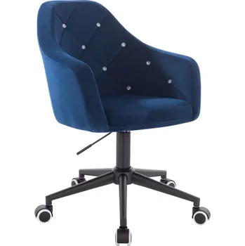 Otočné křeslo Hamar Diamonds velur na černé podstavě s kolečky - modré