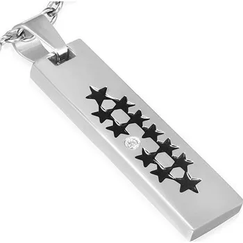 Přívěsek Ocelový přívěsek s černými hvězdami a malým zirkonem