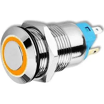 Tlačítko OFF-(ON) 250V/2A, oranžové, prosvětlení 12-24V