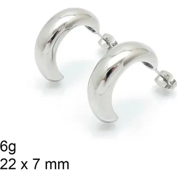 Náušnice Ocelové náušnice - Polokruh - 22 x 7 mm