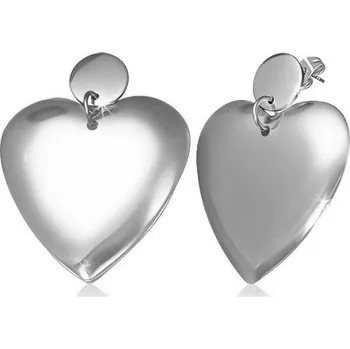 Náušnice Ocelové náušnice, lesklé srdce, puzety