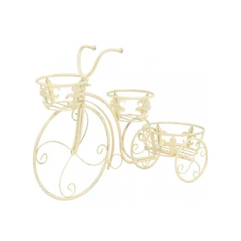Stojan na květiny Stojan na květiny ve tvaru jízdního kola vintage styl kovový bílý