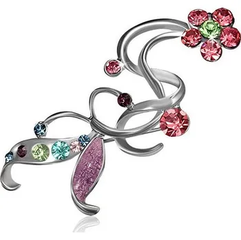 Brož Brož květina - červené a barevné zirkony