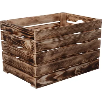 Úložný box Opálená dřevěná bedýnka 46 x 32 x 30cm