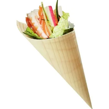 Jednorázové nádobí Gastro obaly Kornoutek mini dřevěný 80x60mm (min. počet 100ks)