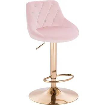 Barová židle Barová židle Kvam Diamonds velur na zlatém talíři - růžový