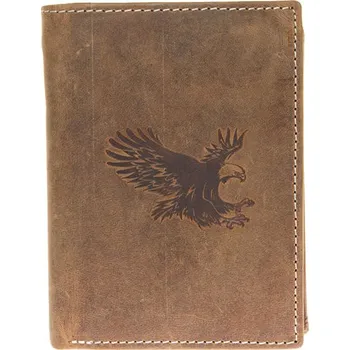 Peněženka Hnědá pánská kožená peněženka Born to be Wild s orlem na výšku
