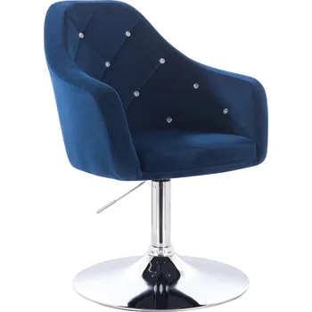 Otočné křeslo Hamar Diamonds velur na stříbrném talíři - modré