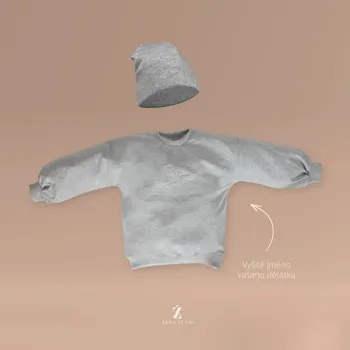 Dívčí mikina Mikina s výšivkou jména ŠEDÁ Velikost: 80 (9-12 m), Varianta: S čepičkou s přepadem