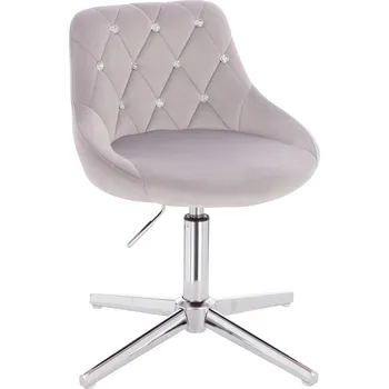 Otočné křeslo Kvam Diamonds velur na stříbrném kříži - šedá