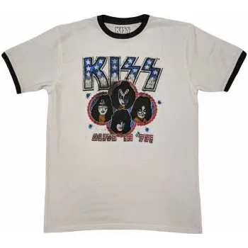 Zahraniční hudba Merch Kiss: Kiss Unisex Ringer T-shirt: Alive In '77 (xx-large) XXL