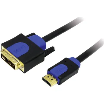 LogiLink DVI / HDMI kabelový adaptér DVI-D 18 + 1 pól Zástrčka, Zástrčka HDMI-A 1.00 m černá CHB3101 pozlacené kontakty,