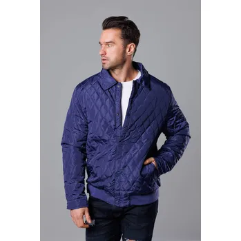 Tmavě modrá pánská prošívaná bunda s límcem (58M13081-215) odstíny modré XXL