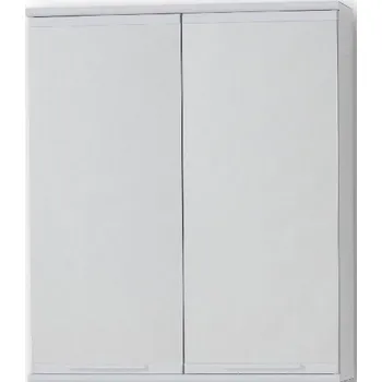 Koupelnový nábytek Kovová dvoukřídlá závěsná skříňka se zrcadlem 46 x 40 cm bílá
