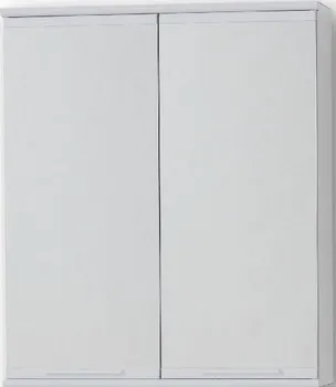 Koupelnový nábytek Kovová dvoukřídlá závěsná skříňka se zrcadlem 46 x 40 cm bílá