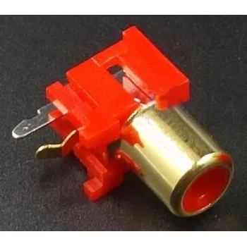 Elektrický konektor CINCH zdířka do DPS úhlová červená zlacená