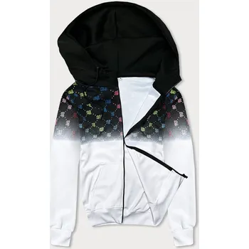 Pánská mikina Černo-bílá pánská rozepínací mikina s barevným potiskem (8B989-1) odstíny černé XXL