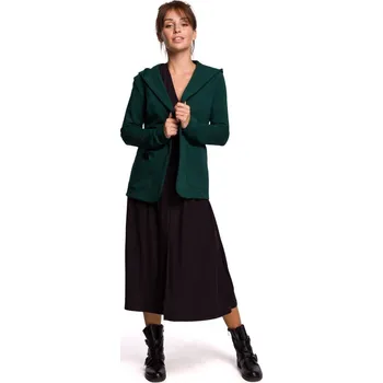 Dámské sako B180 Blejzr s kapucí z bavlněného úpletu - tmavě zelený EU L